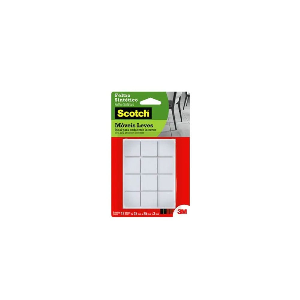 Feltro Auto-Adesivo 3M Branco Quadrado M 12 Peças FP-065 HB004262596