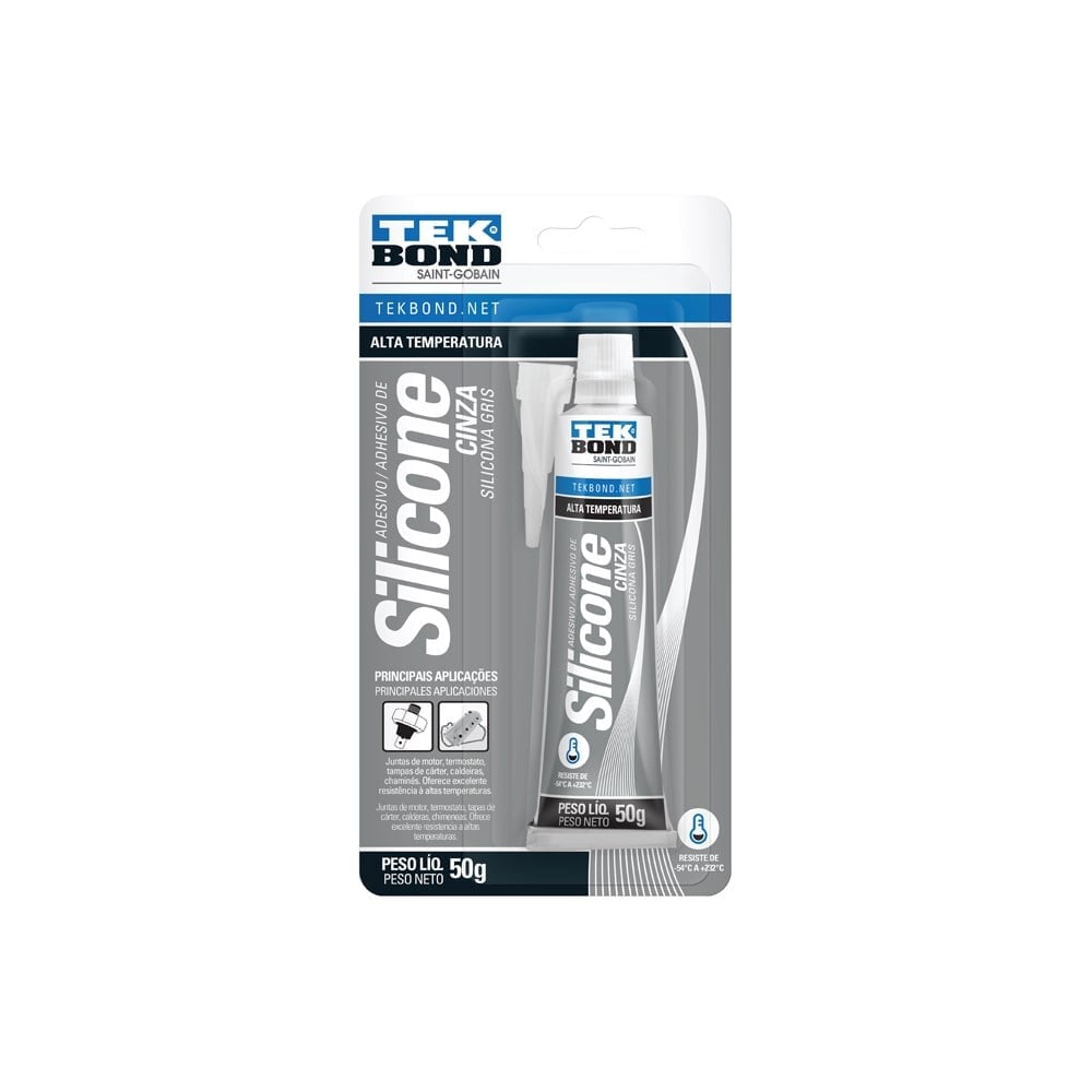 Cola Silicone Tekbond 50g Alta Temperatura Cinza | 69957321912